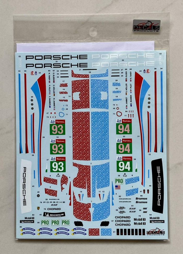 SK24188 Porsche 911 RSR FIA World Endurance Championship 24 Hours of Le mans 2019 Porsche GT Team #93 & #94 Waterslide decal Decal