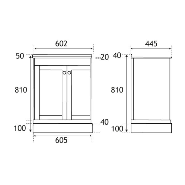 White Hardwick Left Hand (LH) 2 Door Corner Cabinet Basin Unit