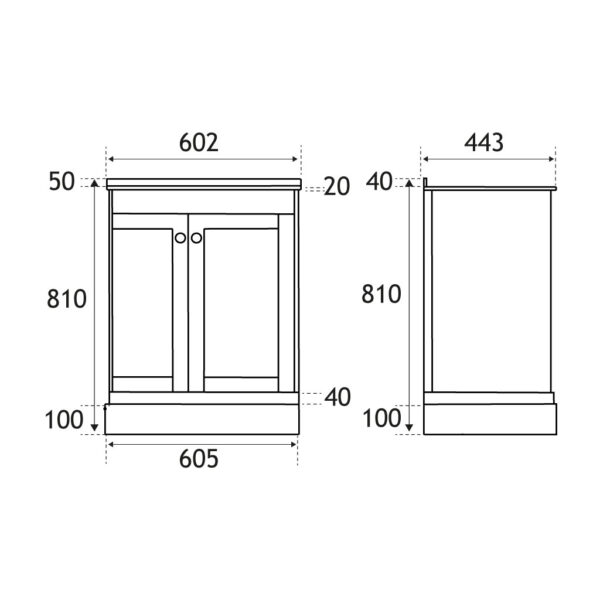 Black Hardwick Right Hand 2 Door Corner Cabinet Basin Unit