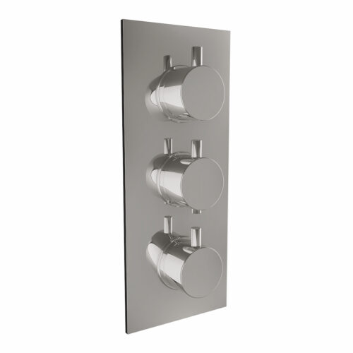 CONCEALED008 Chrome Triple Oval Handle, 3 Outlet Concealed Valve With Diverter