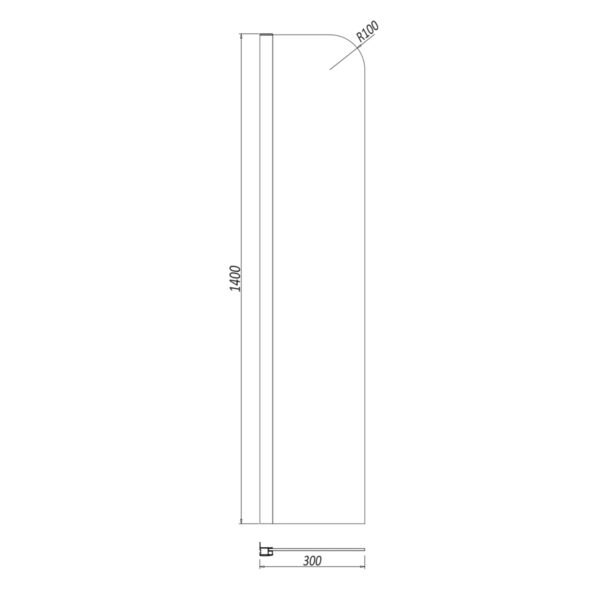 Chrome Fixed Radius Bath Screen