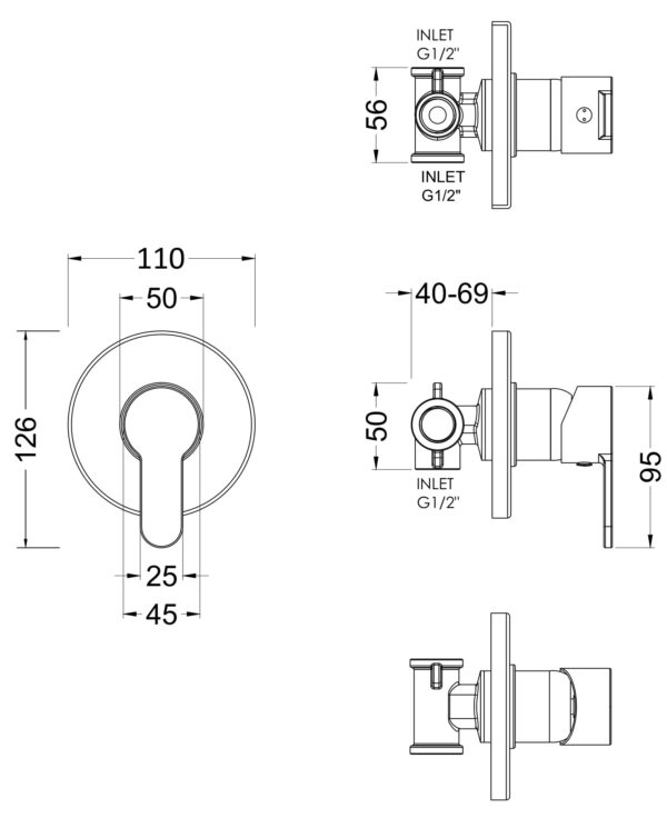 Chrome Arvan Manual Shower Valve