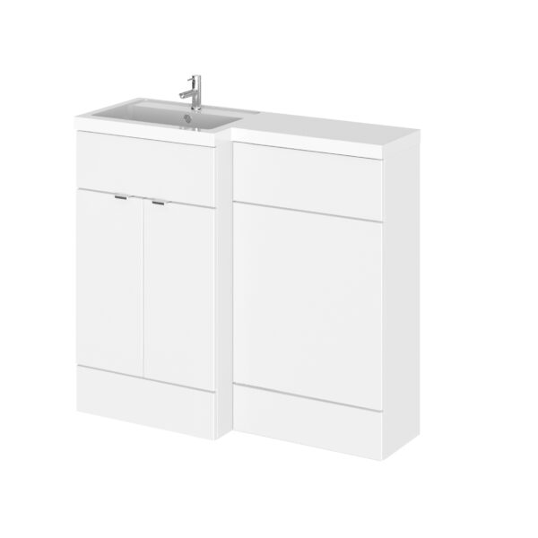 White Fusion Floor Standing 2 Door Vanity Basin & WC Left Hand Combination