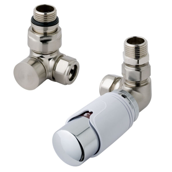 Corner TRV & lockshield valve Brushed Nickel