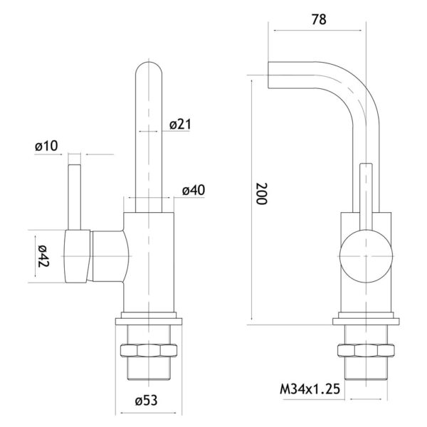 Black Meriden Wall Mounted Single Lever Curved Spout Basin Mixer Tap