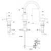 98.2036_1 Black Meriden 3 Tap Hole Basin Mixer Tap Set Brushed