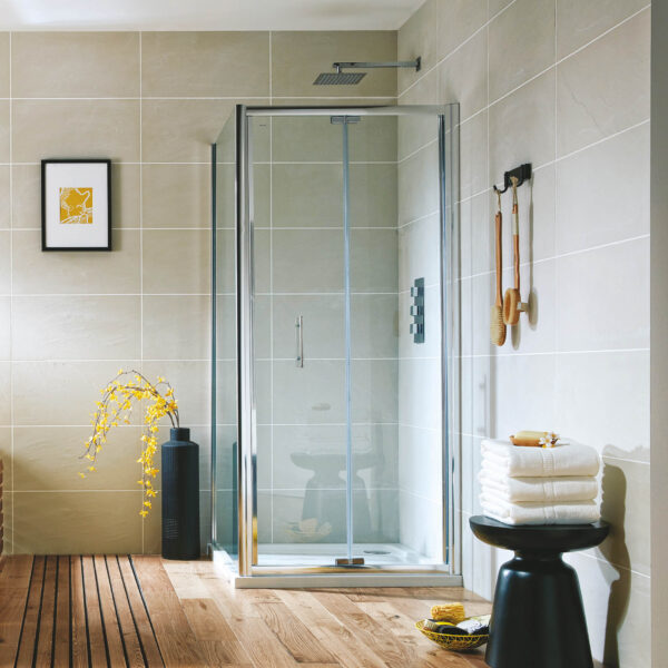 Chrome Bifold Semi Frameless Door