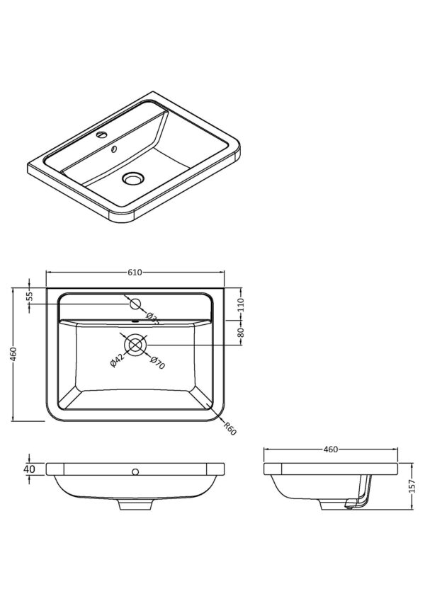 White Solar Ceramic 1 Tap Hole Basin