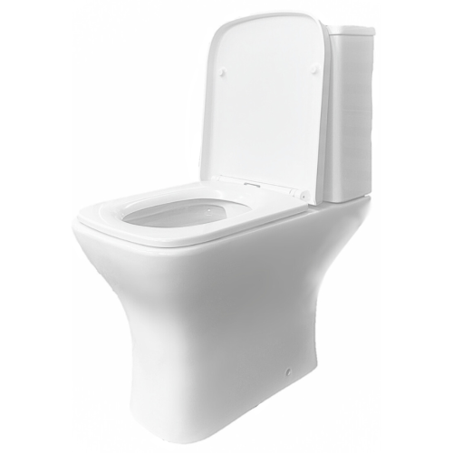 Rimless Square Close Coupled Toilet with Soft-Close Seat