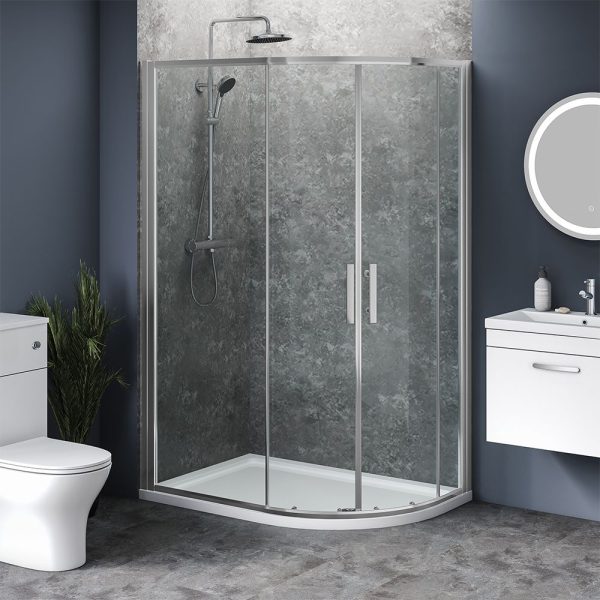 aqua-i-8-chrome-offset-quadrant-enclosure-1900mm Offset Quadrant Shower Enclosure 1200mm x 800mm x 1850mm