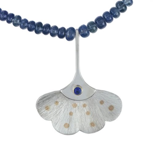 Burfields Sapphire and gingkp leaf necklace, Isle of Wight