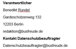 Datenschutz Busfreude.de