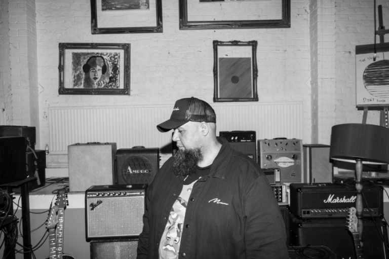Wez in the studio - black and white photo 