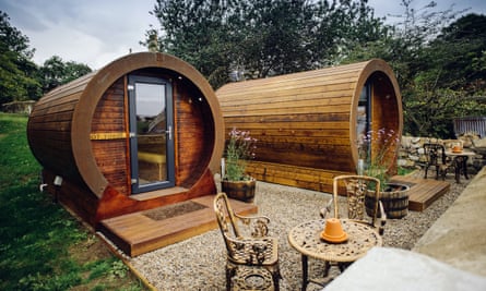 whisky themed barrel camping pods
