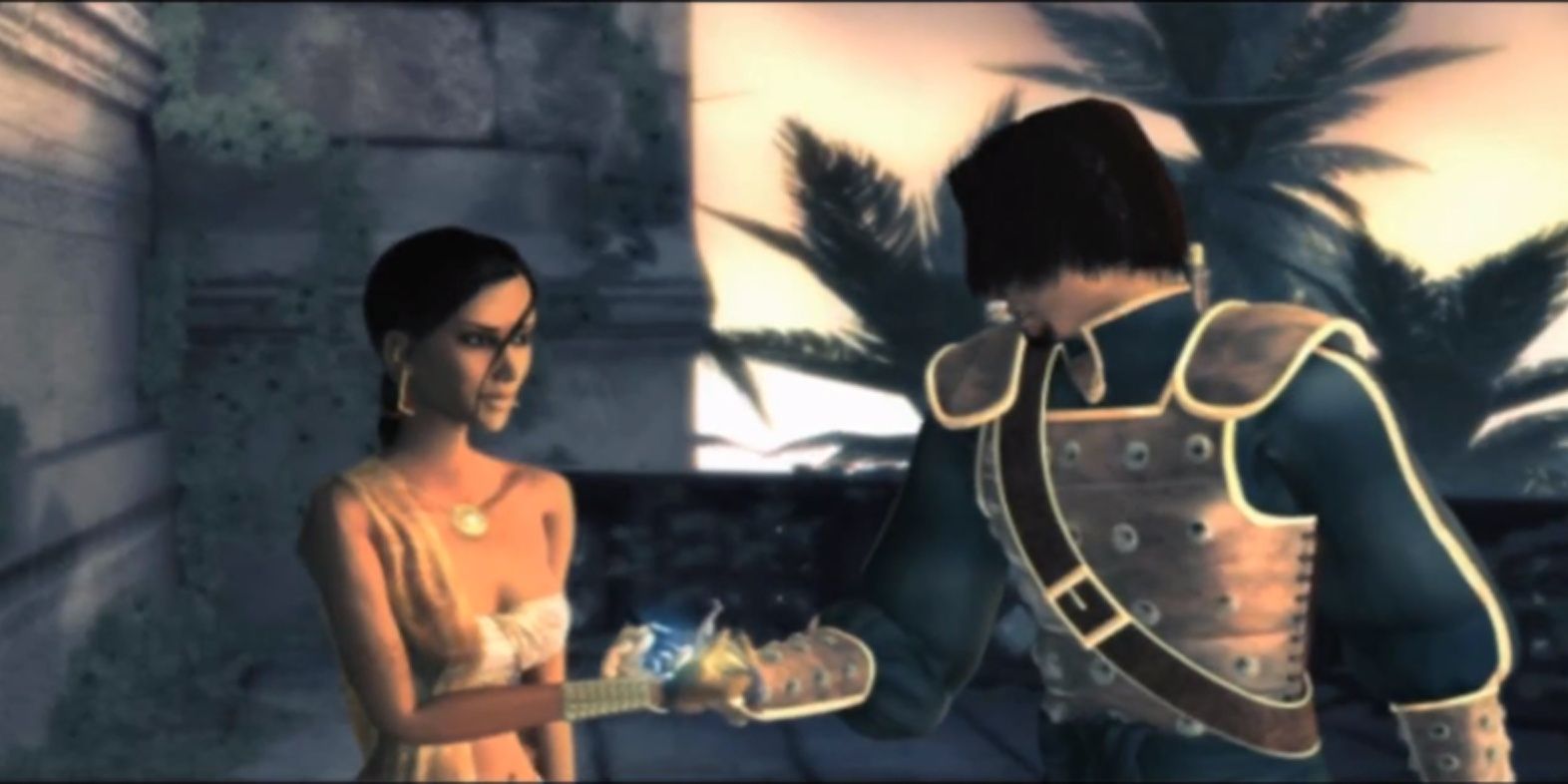 An image of Farah speaking with the Prince during the game, Prince of Persia