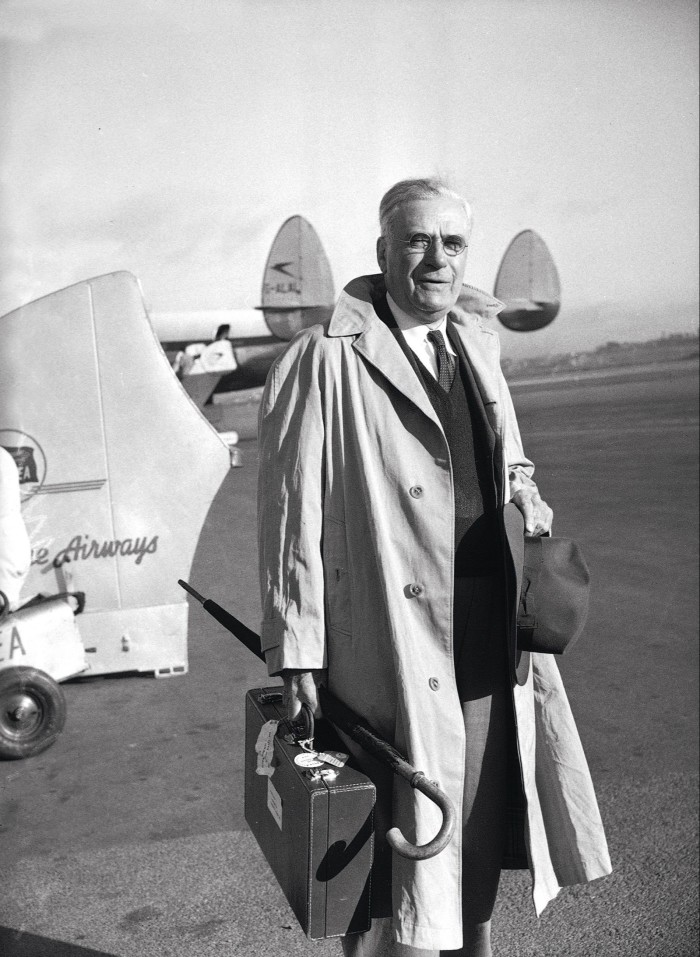 Sir Keith Murdoch in 1951 at Rose Bay Air Base  in Sydney.