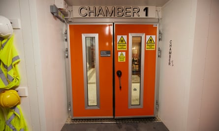 One of the temperature-controlled chambers that contain the houses.