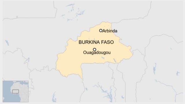 Map of Burkina Faso showing Ouagadougou and Arbinda