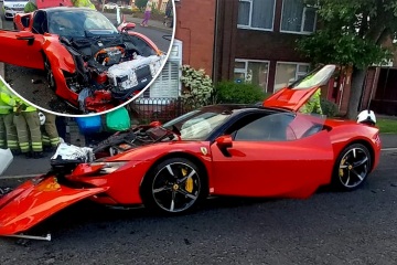 Ferrari worth £500K destroyed as driver loses control & smashes into five cars
