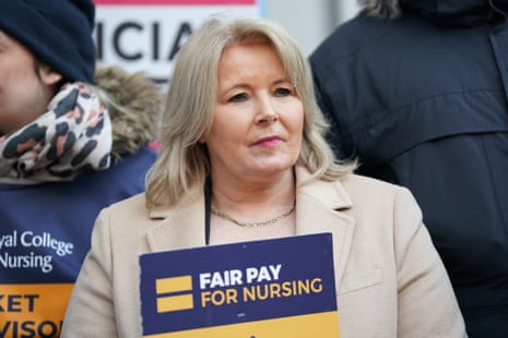 Pat Cullen on a picket line outside Great Ormond Street hospital in London this morning.