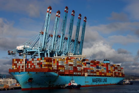 Maersk’s Triple-E giant container ship Majestic Maersk, one of the world’s largest container ships.