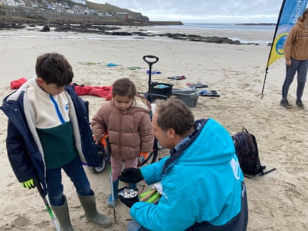 The author’s children take part in a beach clean.