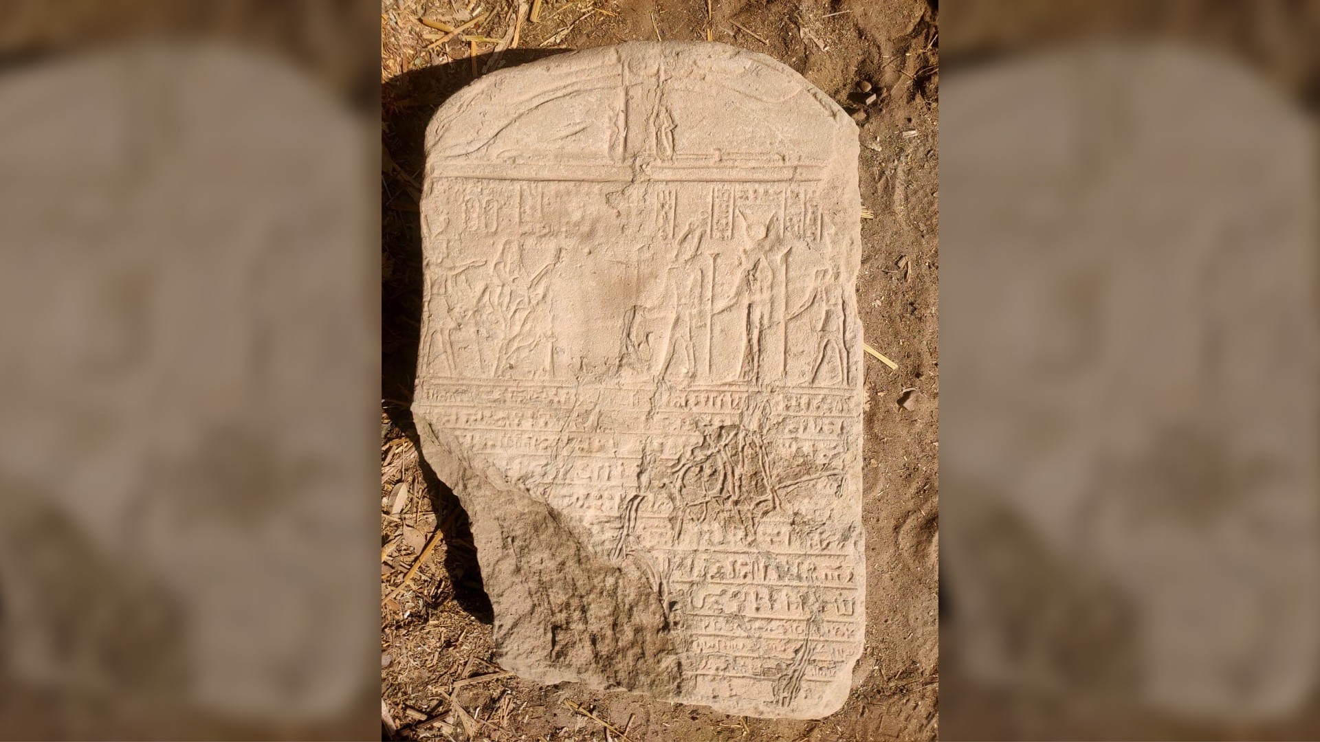 This tablet was found near the sphinx and has hieroglyphic and demotic (a script derived from hieroglyphs) writing on it.