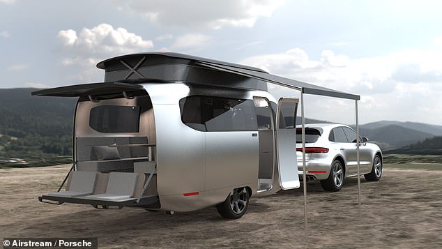 There is also a hidden pop-top roof that adds more headroom and an awning for extra cover outside the entranceway
