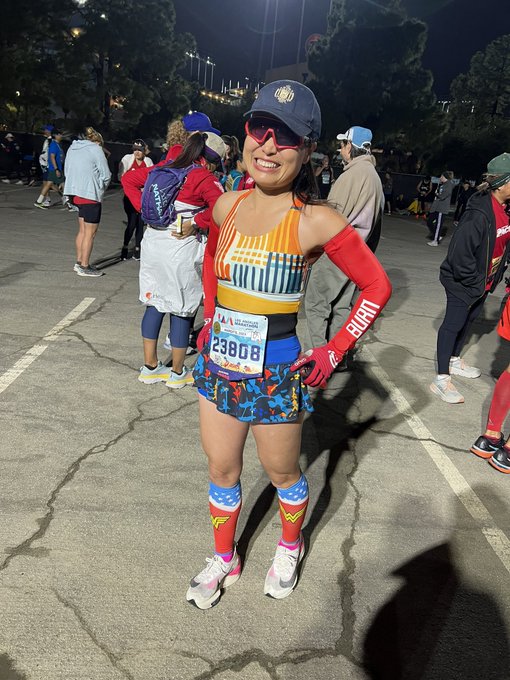 Grace Chiu was eager to set off for her second LA Marathon on Sunday, March 19. Photo: Kristy Hutchings