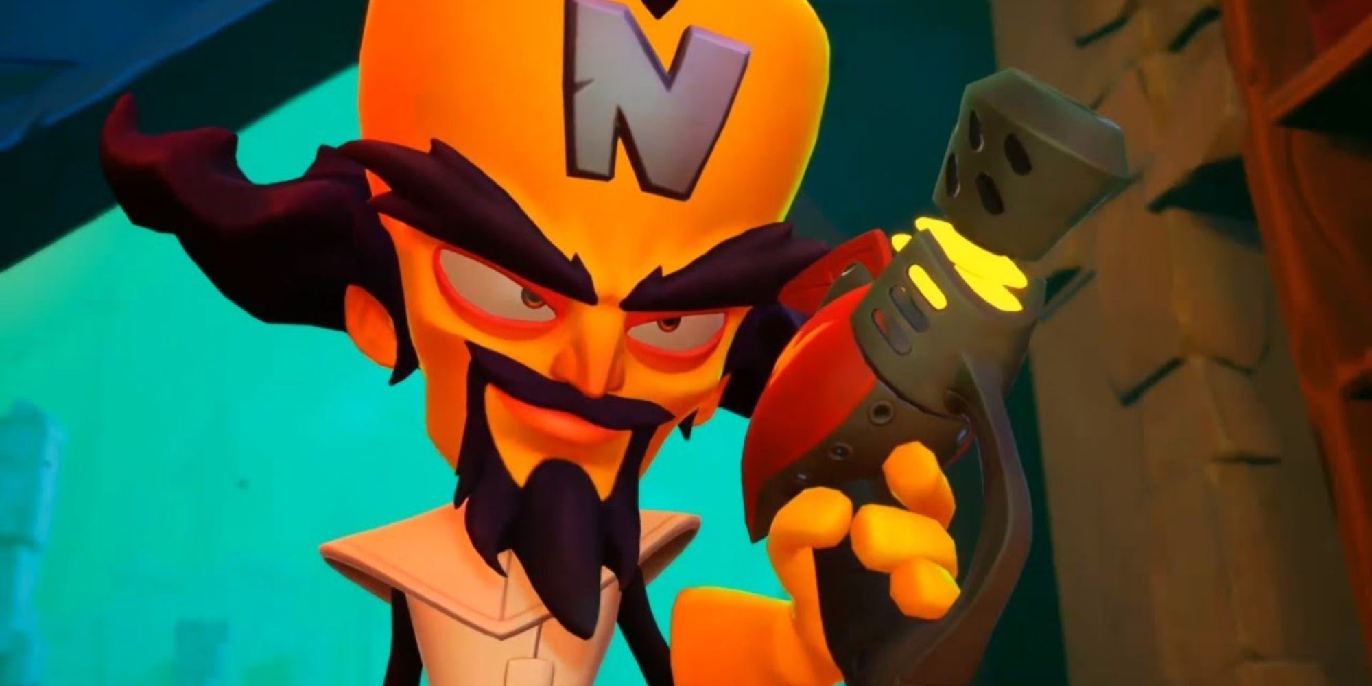 Neo Cortex Holding His Blaster While Making A Smug Face