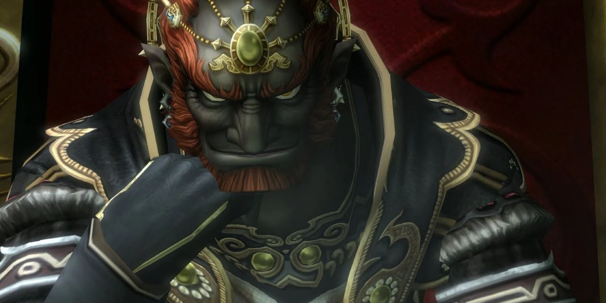 Ganondorf Sitting In A Throne With A Wicked Grin