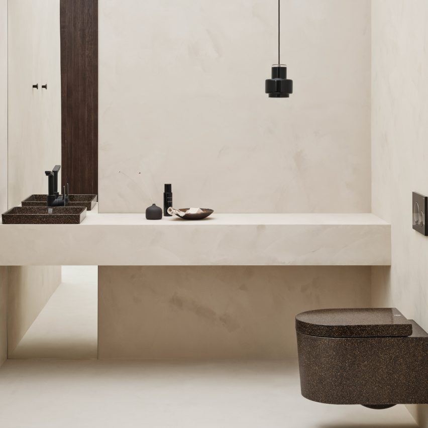 Minimalistic bathroom with dark bathroom suite