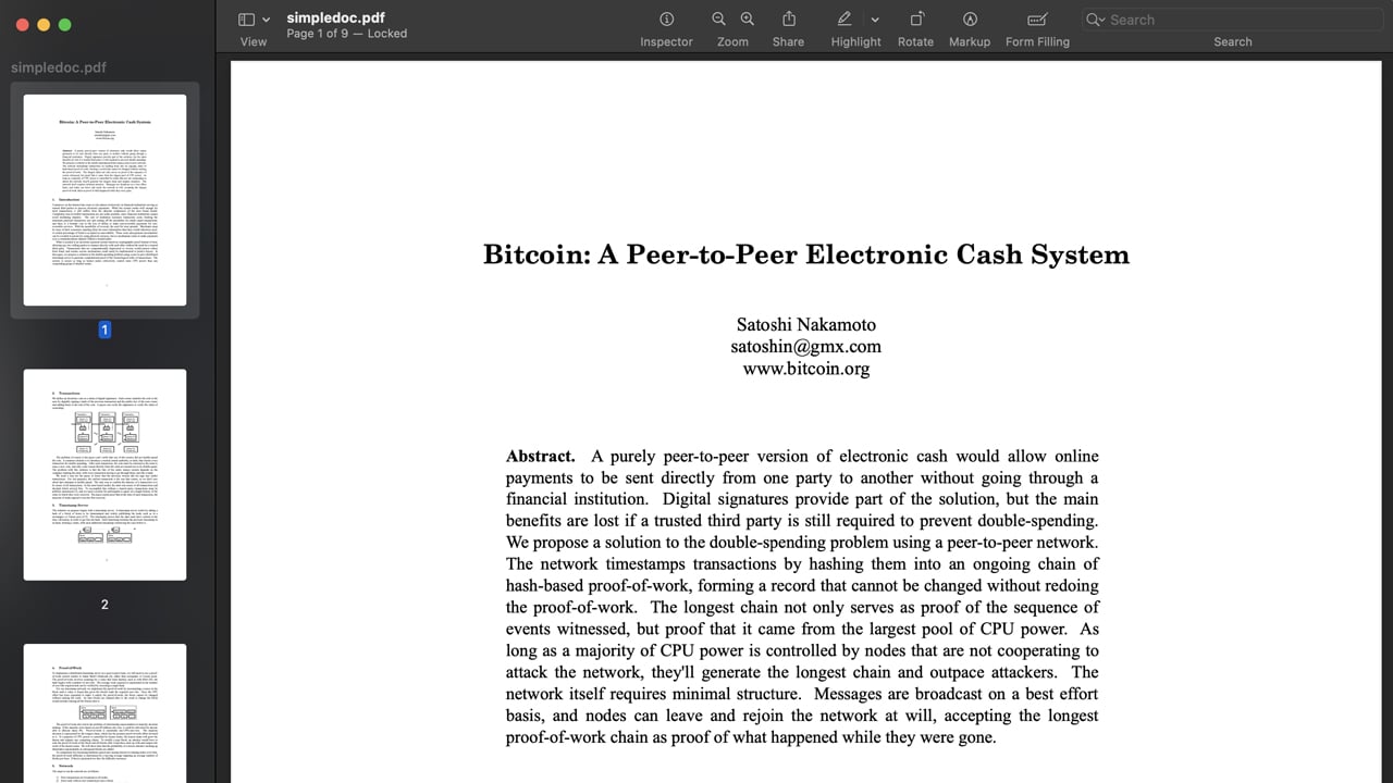 Hidden Treasure: Every Modern Copy of macOS Contains a Copy of Bitcoin's White Paper Hidden Treasure: Every Modern Copy of macOS Contains a Copy of Bitcoin's White Paper