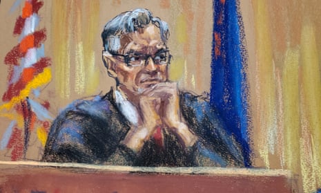 Trump Organization's criminal tax trialJudge Juan Merchan presides during the Trump Organization's criminal tax trial in Manhattan Criminal Court, New York City, U.S., November 15, 2022 in this courtroom sketch.