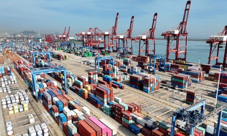 Cranes and shipping containers at Lianyungang port, in China’s eastern Jiangsu province.