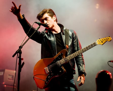 Alex Turner of The Arctic Monkeys performs on the V Stage as the band headline day 1 of the V Festival at Hylands Park on August 20, 2011 in Chelmsford, England.