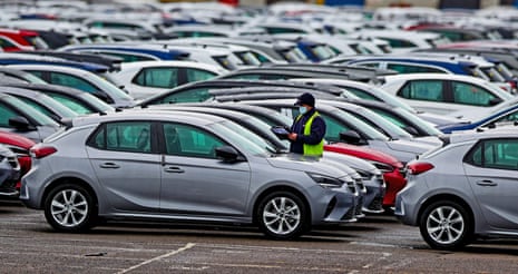 Cars at the Vauxhall plant in Ellesmere Port, Cheshire.