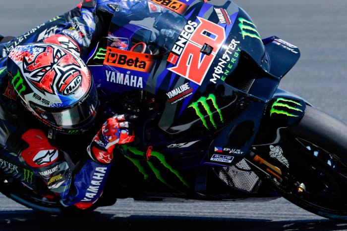Fabio ‘El Diablo’ Quartararo of France competes on a Yamaha during qualifying rounds ahead of the French Moto GP Grand Prix