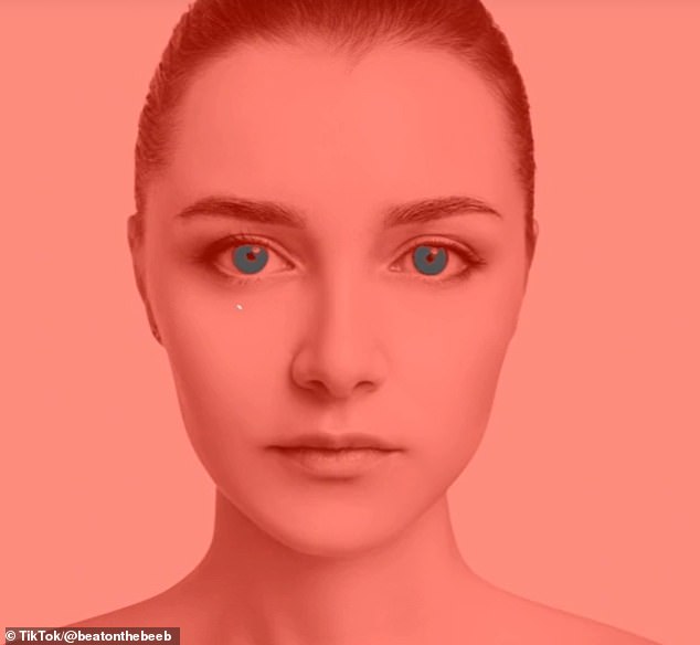 What colour would you say this woman's eyes are? Your brain will probably tell you they are blue. But it has fallen victim to an optical illusion, as the model's irises are actually grey