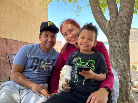 Yesi Ortega, 24, and her husband, Raphael López, and their five-year-old son, Matías