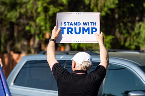 Supporters of former US President and 2024 Presidential hopeful Donald Trump gather and rally before a campaign event for Florida Governor and 2024 Presidential hopeful Ron DeSantis, at Manchester Community College in Manchester, New Hampshire, on June 1, 2023.