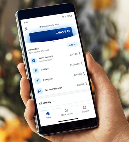Chase’s digital banking app on a phone