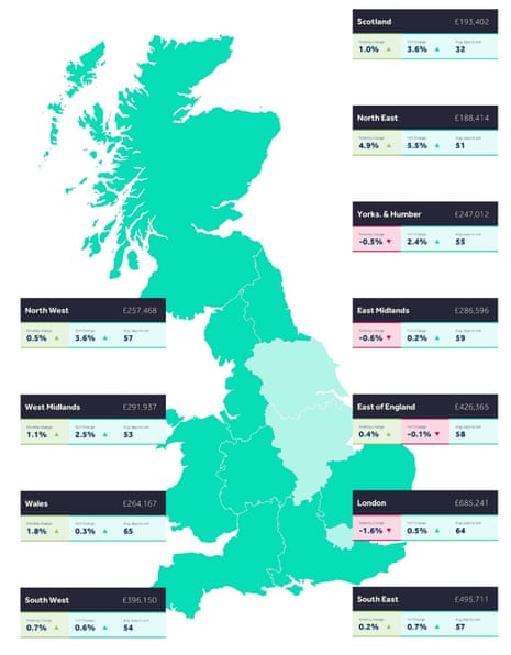 A map of UK asking house prices