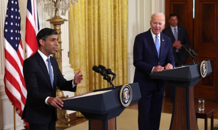 Joe Biden and Rishi Sunak hold a joint press conference at the White House in Washington