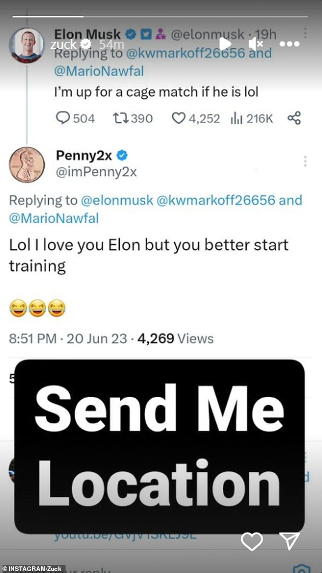 The interaction began after Musk commented about the Meta's reported in-development app, saying: 'I'm sure Earth can't wait to be exclusively under Zuck's thumb with no other options'