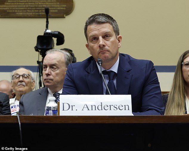 Dr Kristian Andersen, from Scripps Research, gave evidence during a hearing with the Select Subcommittee on the Coronavirus Pandemic on Capitol Hill on July 11, 2023 in Washington, DC