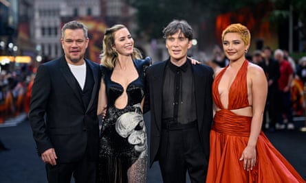 Matt Damon with Emily Blunt, Cillian Murphy and Florence Pugh at Thursday’s Oppenheimer premiere.