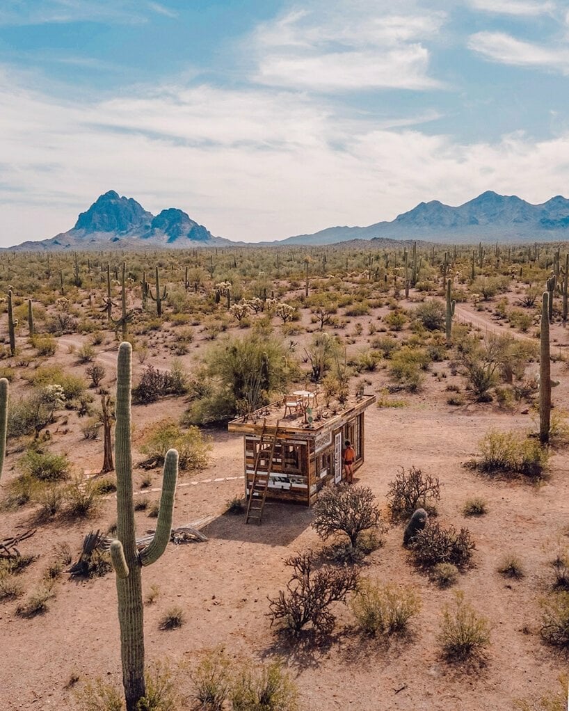 into the woods or out in the desert, how cabins employ unique forms to blend into nature