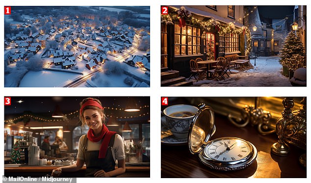 The ad opens on a snowy village with a cozy coffee shop at the heart. A barista named Emily works behind the counter, serving drinks and interacting with the customers. As Emily notices an old pocket watch left on a table, she picks it up and examines it. The watch is 'worn but still ticking', ChatGPT explains