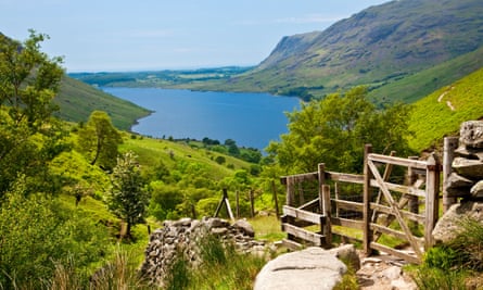 View over Wast Water from the Wasdale Head route up to Scafell Pike.